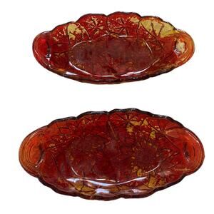 Vintage Ruby Red Indiana Glass Lily Pons 605 Relish Dish Bundle